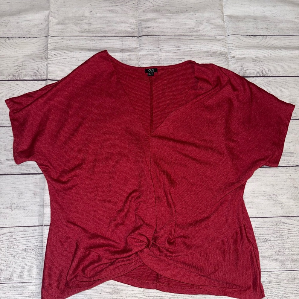 Women's OVS Red Twist Front Blouse